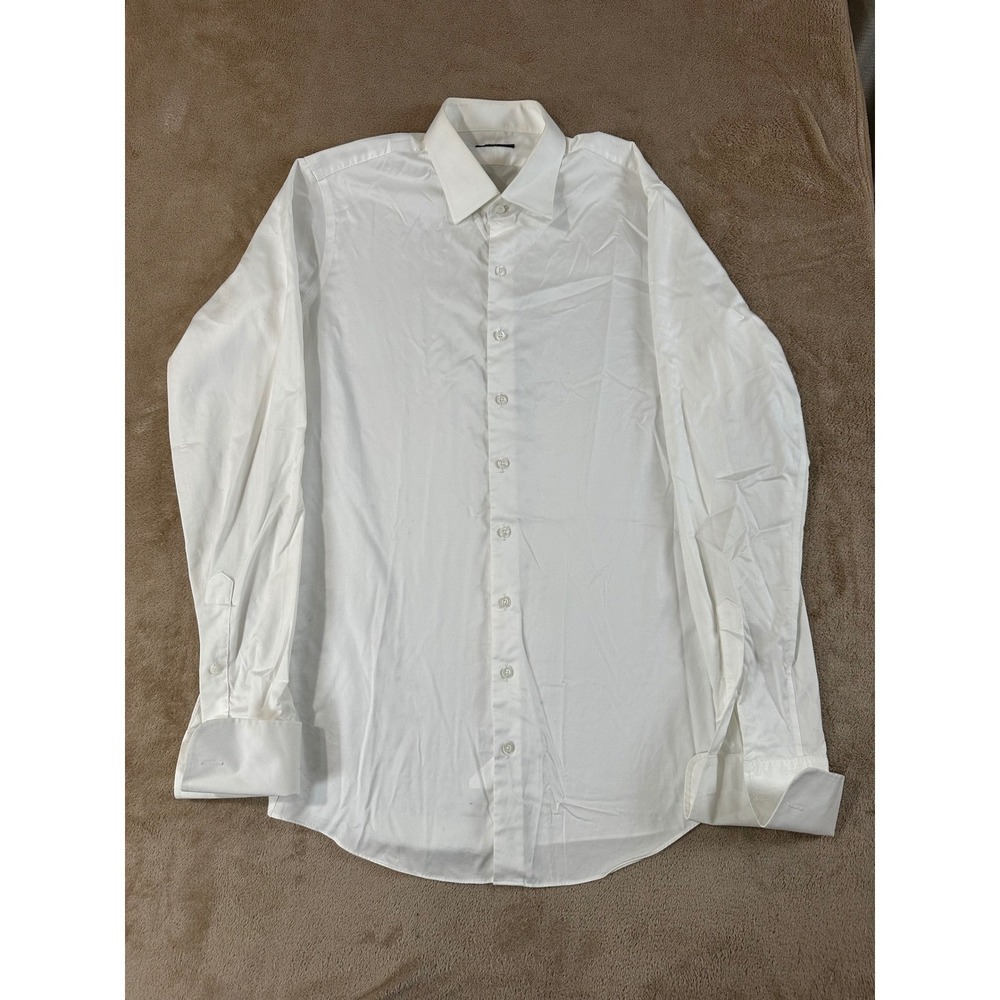 Proper Cloth Twill Dress Shirt Mens Size M White French Cuff Long Sleeve EUC